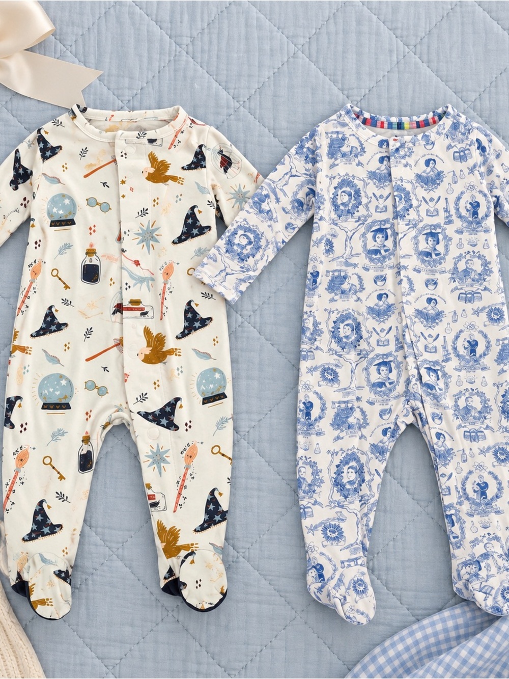Magnetic Me Blue and Cream Magical Print Footed Pajamas Set